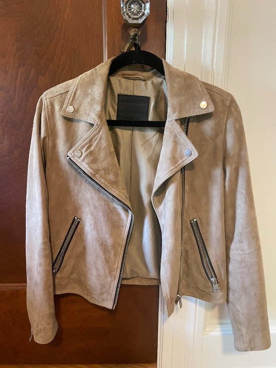 All Saints Jackets & Blazers - All saints Tan Suede Moto Jacket
